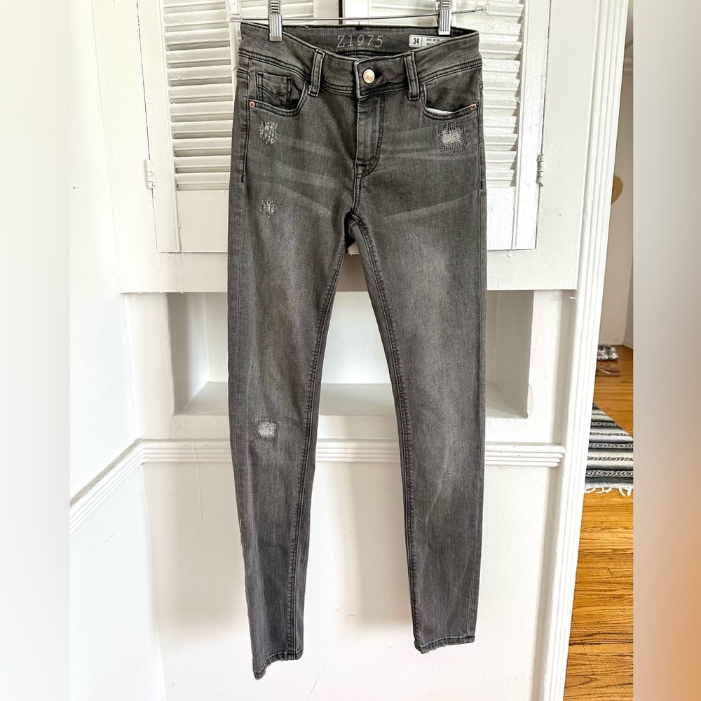 ZARA Grey Mid Rise Skinny Strech Jeans